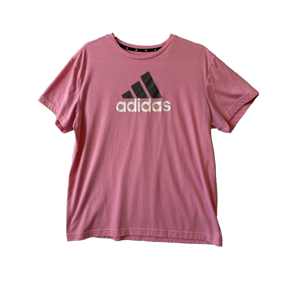Adidas Aeroready Pink Logo Short Sleeve Athletic Top L Workout Gym Athleisure